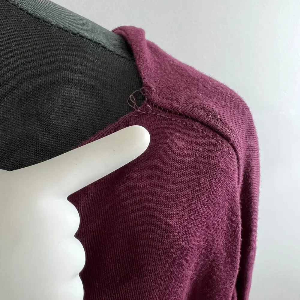 Free People We The Free Burgundy Long Sleeve Side Split Hem Luna Tee Size M